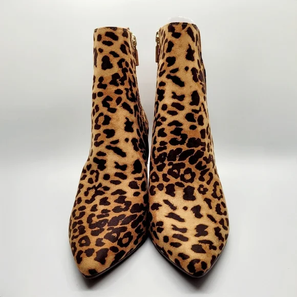 New Tan Leopard Print Olyvia Block Heel Zip Ankle Bootie Sz 7 - Picture 7 of 14